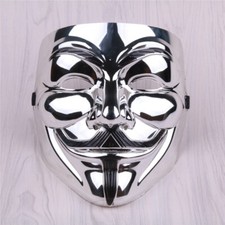 Masque Anonymous argenté Film V pour Vendetta Guy Fawkes Cosplay déguisement 