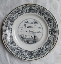 Assiette parlante rébus CREIL et MONTEREAU  LEBEUF MILLIET fable De La Fontaine