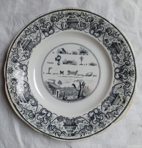 Assiette parlante rébus creil - assiette,