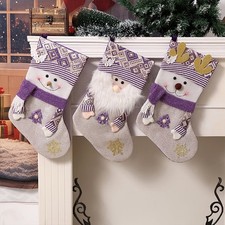 Chaussettes de Noël Violet Père Noël Bas pour Cheminée Suspendue Décoration
