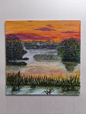 ?TABLEAU PEINTURE GOUACHE Sur Isorel, Original, Signé. Idée Cadeau Zen Noël 