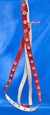 VINTAGE CEINTURE CROUTE CUIR ROUGE VITOS 2 TOURS 220 x 1,5 cm 90 cm perforations