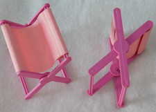 vintage POUPEE BARBIE MATTEL 2 transat TABOURET fauteuil CHAISE meuble MOBILIER