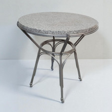 Table basse ronde en granite gris et métal argenté, design Allemand 1960