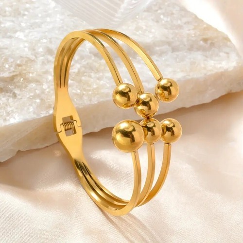 Bracelet jonc boules acier - ,