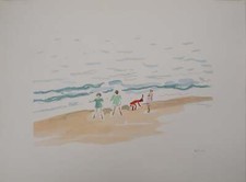 Albert MARQUET : Enfants jouant sur la plage, Lithographie originale