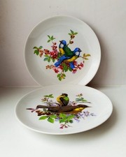 2  Assiettes  porcelaine décor oiseaux