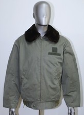 Vintage 1970/80s French Air Force Cotton Herringbone Khaki Pilot Jacket Size L