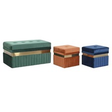 Banquette DKD Home Decor Bleu Vert Orange Doré Bois MDF 93 x 47 x 45 cm [3 Un