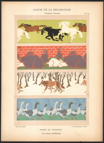1900 lithographie frises - 1900,