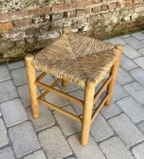 Vintage Tabouret Charlotte Perriand assise bauche Paille et Frêne