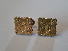 Superbes Boutons De Manchette Art Nouveau Plaqués Or Titre Fixe