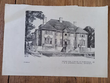 gravure ancienne  Maison à  Hampstead Dessin d' architecte XIXème