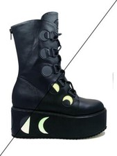 Strange Cvlt Culte Yru Stomp Mystik Goth Réflectif Chaussures Plateformes Bottes