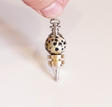 * PENDULE JASPE DALMATIEN MICRO VIBRATOIRE  2 PLATEAUX  ESOTERISME RADIESTHESIE 