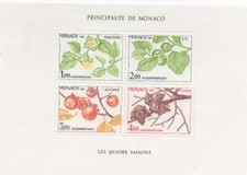 MONACO -- Feuillet de 4 timbres -- Les Quatre Saisons du Plaqueminier : Le Kaki