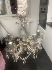 LUSTRE A PAMPILLES 5 AMPOULES GAINE DE VERRE