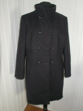 Veste manteau croisé boutons cintré noir laine/polyamide TERRE & MER 44/46 DP