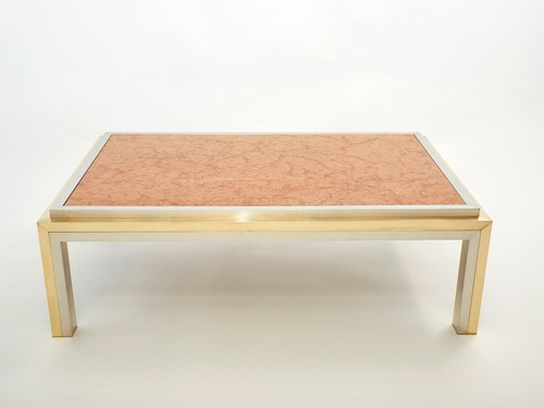 Table basse chrome laiton
