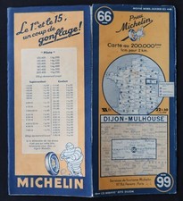 Carte MICHELIN 66 DIJON MULHOUSE 1946 Guide Bibendum pneu tyre map