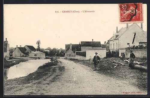 Cpa charly abreuvoir et - charly,,