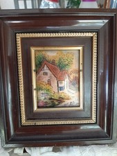 petit tableau émaux d'art, paysage, signé A.Savy - Limoges