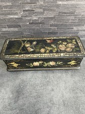 Ancienne Boîte À Gants Napoléon III Décor Oiseau Papillon Nacré