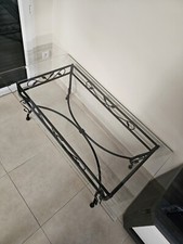 table basse en verre et fer forgé