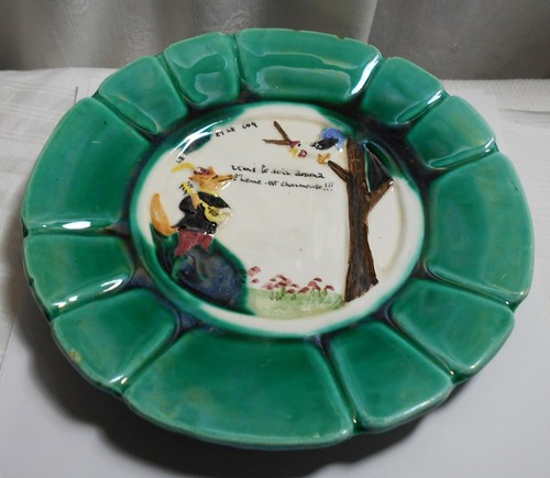 Ancienne assiette barbotine - assiette, en
