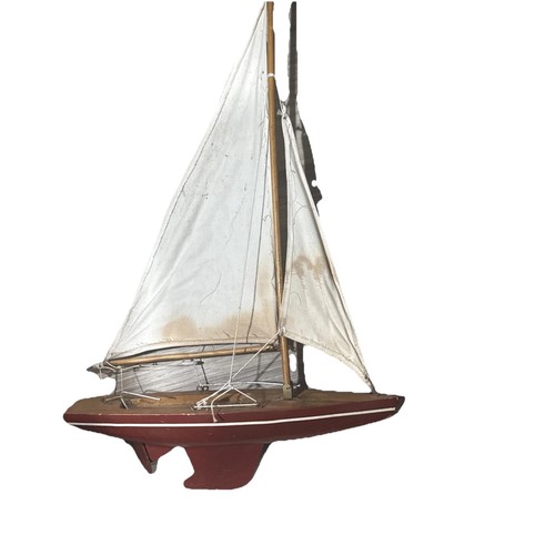 Vintage wood pond sailboat - wood,