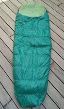 ANCIEN SAC DE COUCHAGE AU VIEUX CAMPEUR VINTAGE 1977 FORME SARCOPHAGE À ENFILER 