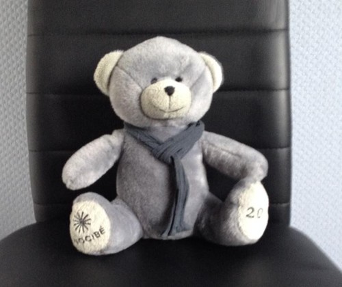 Peluche doudou ours bleu - peluche, gris