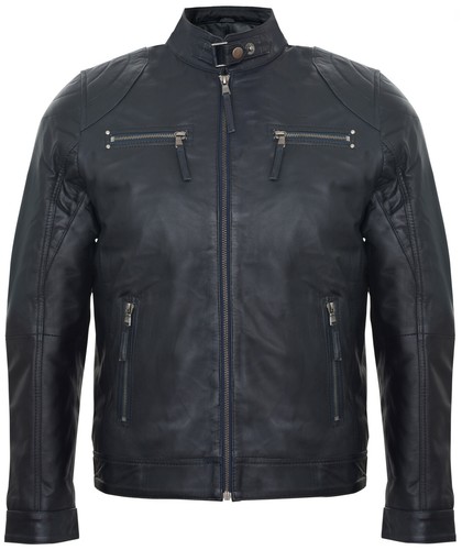 Homme bleu marine cuir - homme, veste