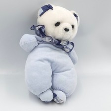 Ancien doudou ours bleu col