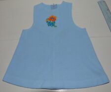 Vêtement enfant ancienne robe trapèze bleu fille vintage 70'S