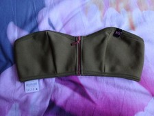 Soutien gorge sans armature bandeau kaki extensible zip devant UNDIZ XS Neuf