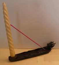 Brûle encens  : Décor dragon avec bougie ( fournie)