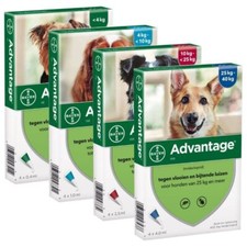 ADVANTAGE¹ anti Puces chien dog flea treatment 4 pipettes 1-40 kg XS-S-M-L-XL