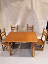Ensemble Chaise +4 Tables Pour Poupée, En Bois( Osier) 