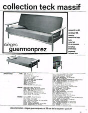 PUBLICITE ADVERTISING 045  1963  GUERMONPREZ   sièges canapé-lit teck