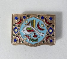 Ancienne boite d’allumettes en laiton émaillé