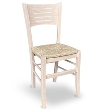 Chaise Amelia En Bois Brut À Peindre Avec Dossier Large Assise En Paille