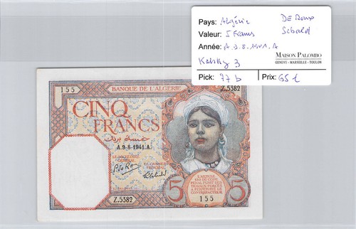 Algérie francs 8 1941 - algérie, 5
