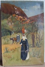 HUILE TOILE. Naïf, scène Orientaliste. Ht711