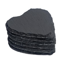 Coeur naturel gris ardoise boissons Coupes Coasters - x6