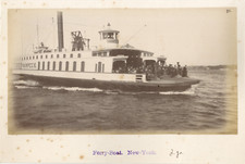 New York, Ferry Boat Vintage albumen print.  Tirage albuminé  12x22  Circa