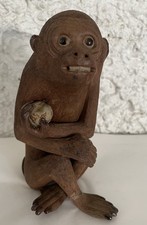 ANCIENNE STATUETTE D UN PETIT SINGE EN TERRE CUITE/7488V5