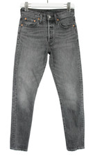 JEANS LEVI'S 501 S Femme W25/L30 Gris Slim Fit Bouton Braguette Effet Décoloré