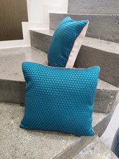 Coussin Bleu Et Gris Passepoil