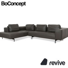 Boconcept Amsterdam Canapé D'Angle En Cuir Gris Foncé